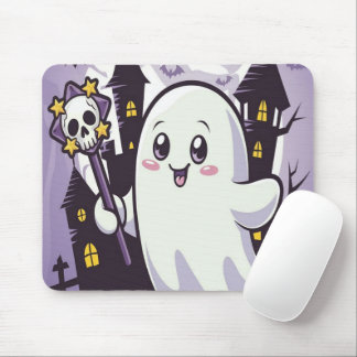 Cute Ghostly Poster with a Playful Twist Mouse Pad
