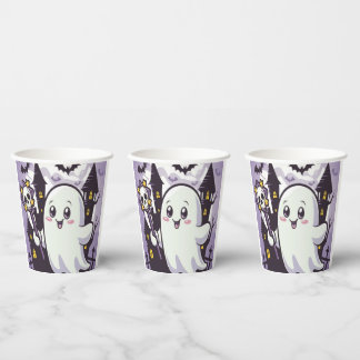 Cute Ghostly Poster with a Playful Twist Paper Cups