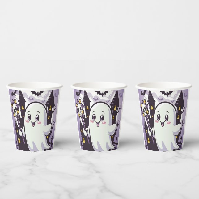 Cute Ghostly Poster with a Playful Twist Paper Cups (Multi)