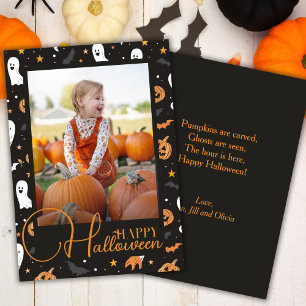 Cute Ghosts and Gourds Happy Halloween Photo  Holiday Card