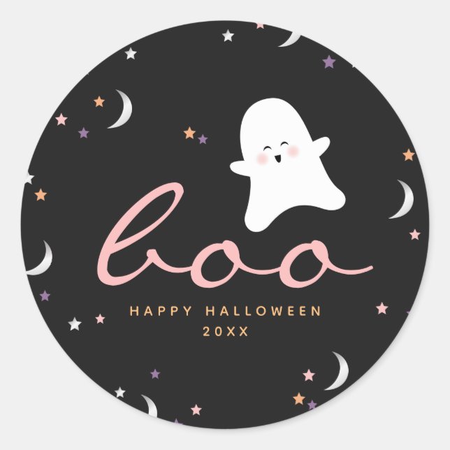 Cute Ghosts Boo Halloween Classic Round Sticker (Front)