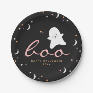 Cute Ghosts Boo Halloween Paper Plate