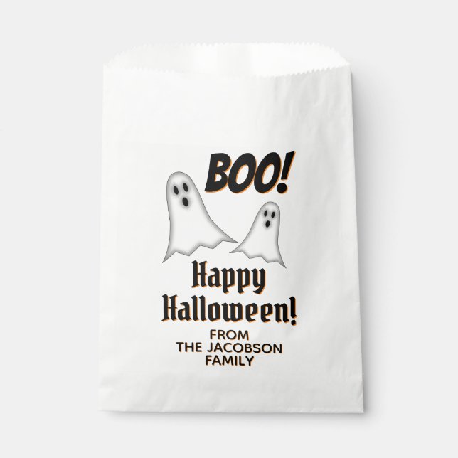 Cute Ghosts Boo! Happy Halloween Treat Bags (Front)
