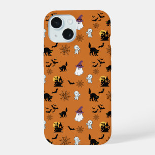 Cute Ghosts Cats Bats Halloween   iPhone 15 Case