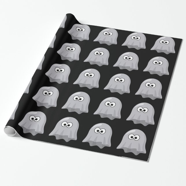 Cute Ghosts Halloween Birthday Wrapping Paper (Unrolled)