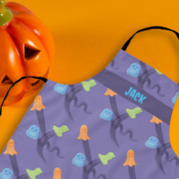 Cute ghosts Halloween design, lilac customisable Apron