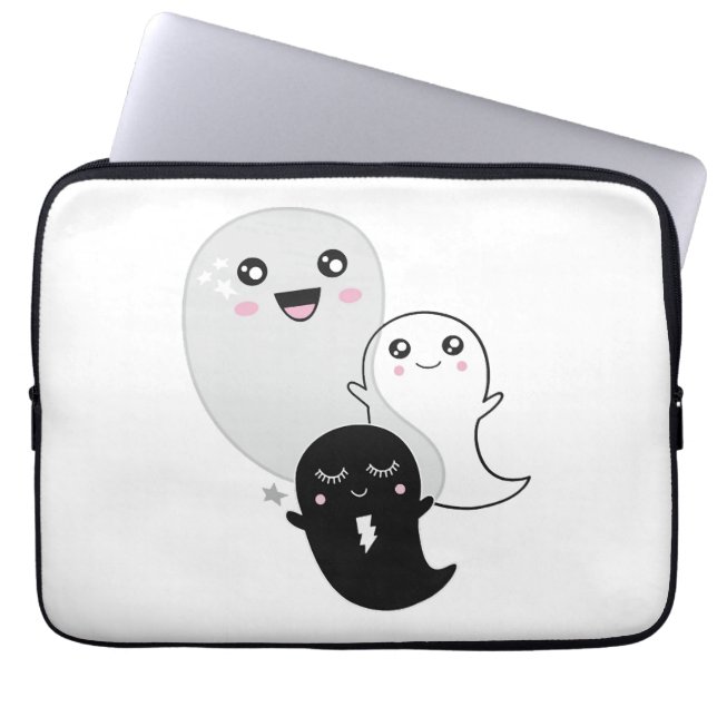cute ghosts halloween kawaii laptop sleeve (Front)