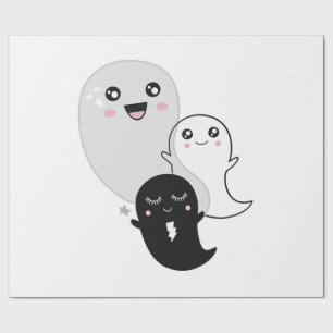cute ghosts halloween kawaii wrapping paper