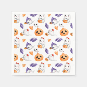 Cute Ghosts Pumpkin Halloween Pattern Baby Shower  Napkin