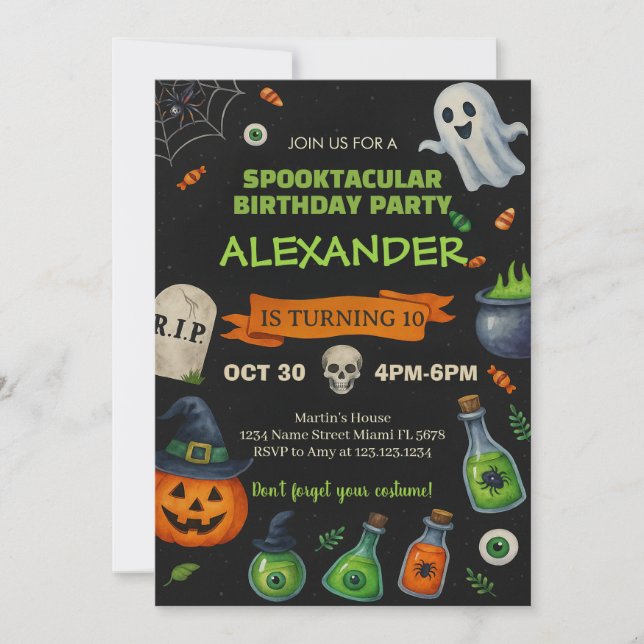 Cute Ghosts & Pumpkins Invitation (Front)