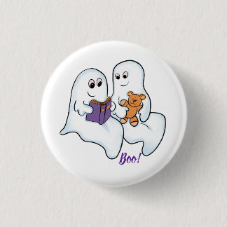 Cute ghosts reading together at Halloween 1 Inch Round Button