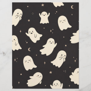Cute Ghosts & Stars Halloween Scrapbook Paper