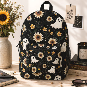 Cute Ghosts & Sunflowers Spooky Summer Printed Backpack