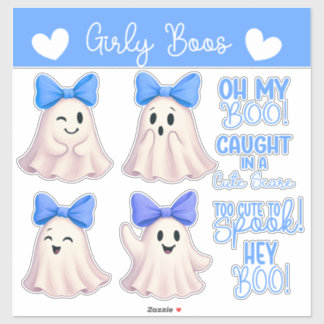 Cute Ghosts with blue Bows