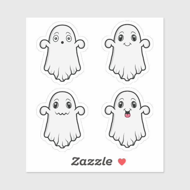Cute Ghosts With Different Expressions Halloween (Sheet)