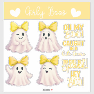 Cute Ghosts with yellow Bows
