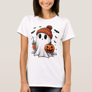 Cute Ghoul Drinking Coffee Halloween Ghoul Ice Cof T-Shirt