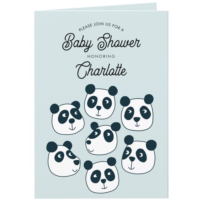 Cute Giant Panda Bear Baby Shower Invitation (Cute personalized custom text Panda Bear baby shower invitation)
