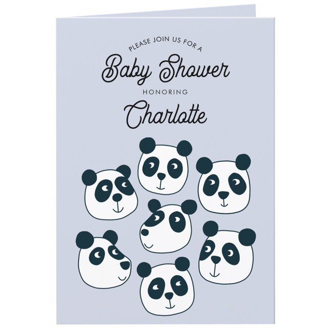 Cute Giant Panda Bear Baby Shower Invitation (Adorable Panda Bear personalized baby shower folded invitation)