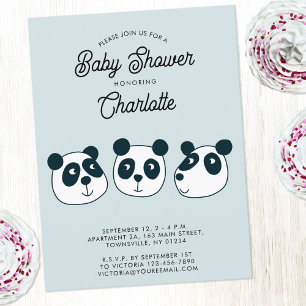 Cute Giant Panda Bear Baby Shower Invitation Postcard
