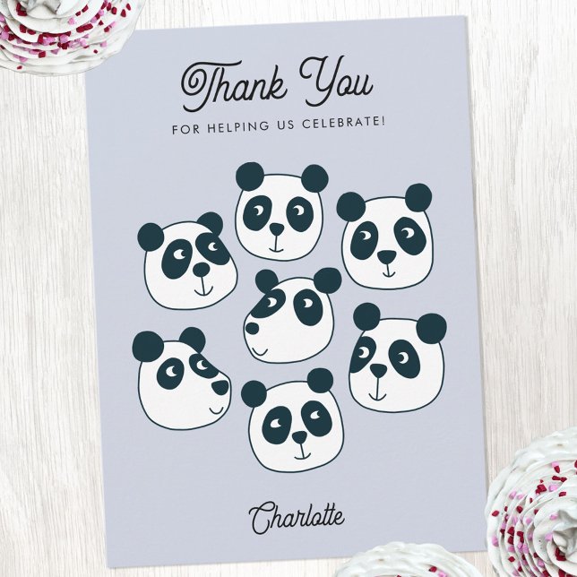 Cute Giant Panda Bear Thank You Card (Cute Panda Bear personalized text thank you card)