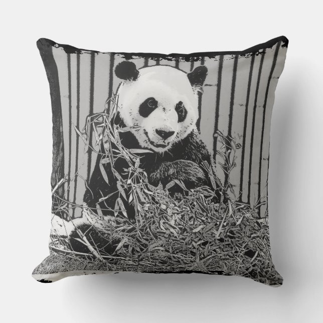 Cute Giant Panda Bear Throw Pillow (Front)