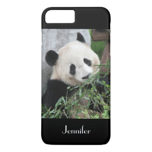 Cute Giant Panda, Black Background, Custom Name iPhone 8 Plus/7 Plus Case