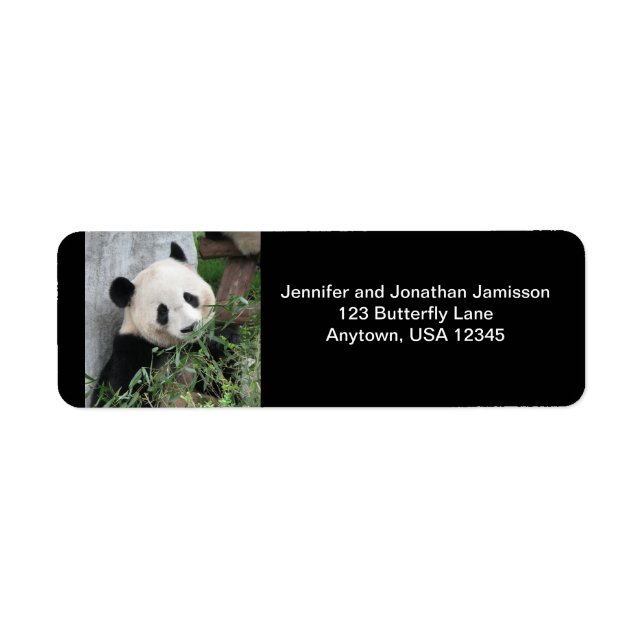 Cute Giant Panda, Black Return Address Labels (Front)