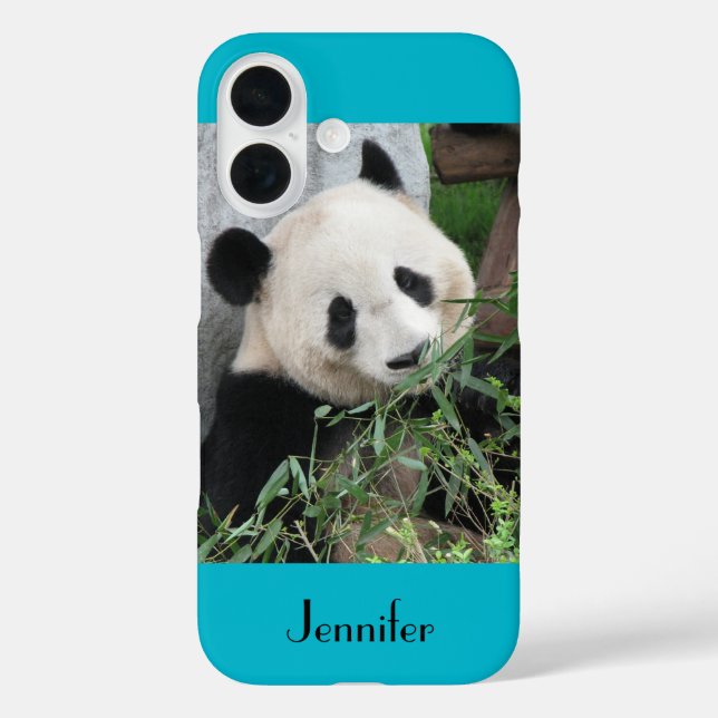 Cute Giant Panda Blue Background with Name Case-Mate iPhone Case (Back)