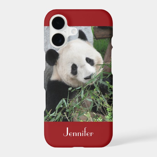 Cute Giant Panda Dark Red Background, Name,  (Back)