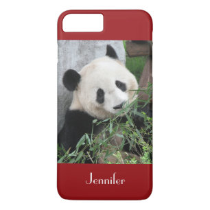 Cute Giant Panda, Dark Red, Custom with Name Case-Mate iPhone Case