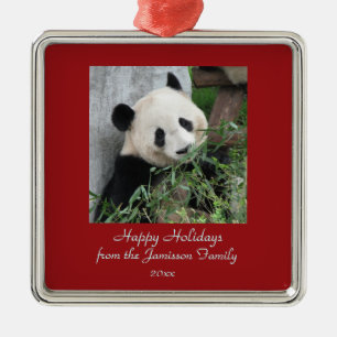 Cute Giant Panda Noël Ornement de Noël Carré