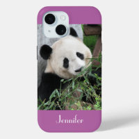 Cute Giant Panda Pale Purple Trim, Custom Name