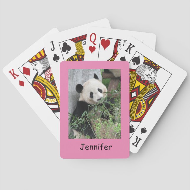 Cute Giant Panda, Pink Background,  Playing Cards (Back)