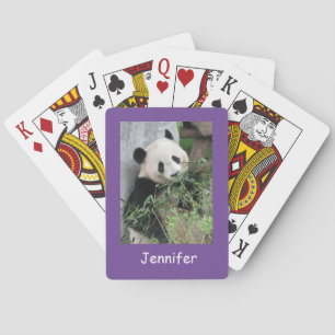 Cute Giant Panda, Purple Background,  Playing Cards