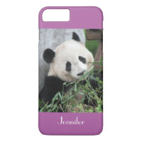Cute Giant Panda Radiant Orchid Purple Custom Name