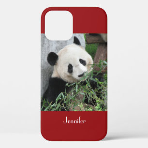 Cute Giant Panda, Red, Personalized Name iPhone 12 Pro Case
