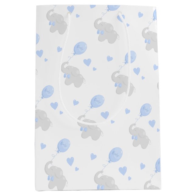 Cute Gift Bag Baby Shower Boy Elephant Balloon (Front)