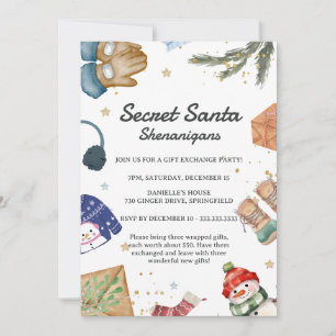 Cute Gift Exchange Fun Christmas Secret Santa Invitation