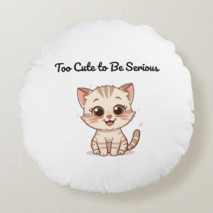 Cute Gift for Cat Lovers & Kids Round Pillow