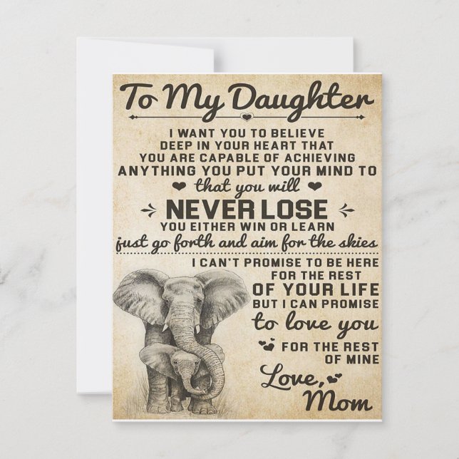 Cute Gift for Daughter, To My Daugjter Letter Invitation (Front)