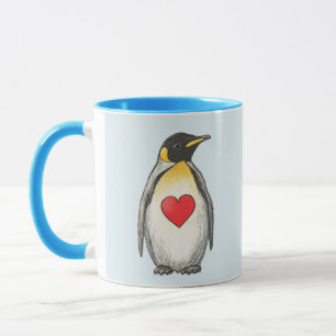 Cute Gift, King Penguin With Heart, Own Text,  Mug