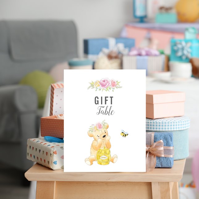Cute Gift Table Girl Teddy Bear Baby Shower Poster (Creator Uploaded)