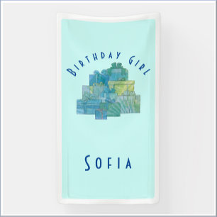 Cute Gifts for Birthday Girl Blue Green Banner