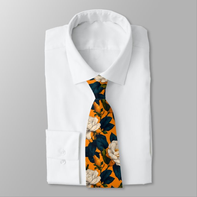 Cute Gifts For Dad Gardenias Floral Tie (Tied)