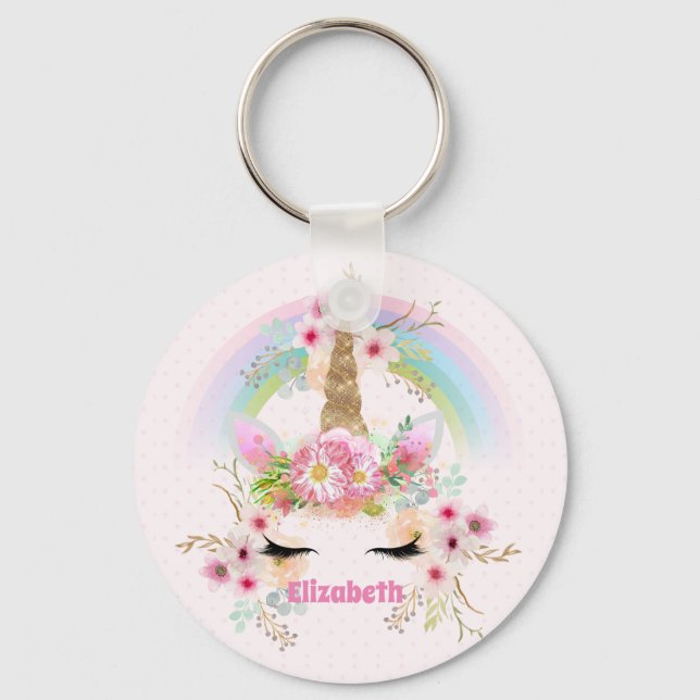 Cute Gifts Granddaughter Daughter UNICORN NAMED Keychain (Front)