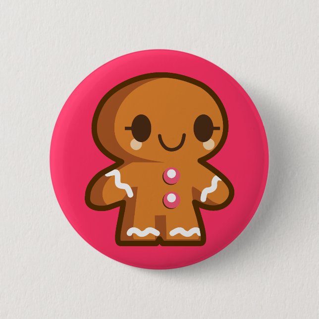 Cute Gingberbread Man 2 Inch Round Button (Front)