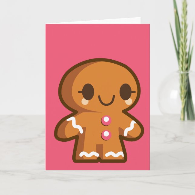 Cute Gingberbread Man Holiday Card (Front)