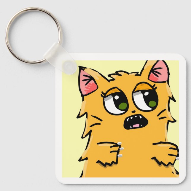Cute Ginger Cat Aluminium Keyring (Front)