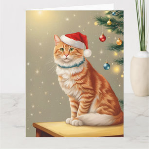 Cute Ginger Cat Christmas Card